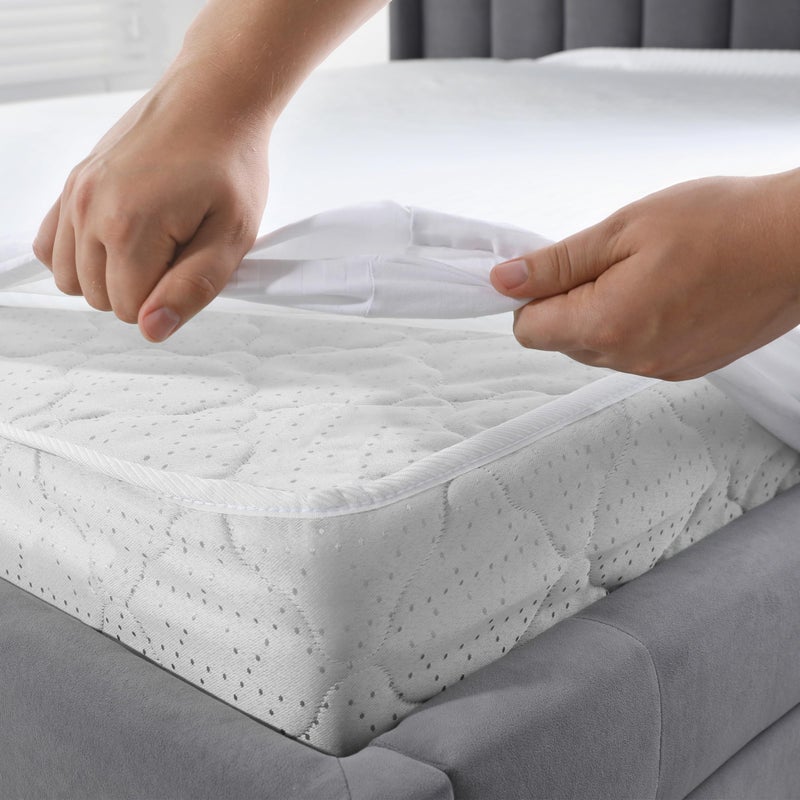 Fresh Ideas Fitted Vinyl Mattress Protector, Waterproof, Hypoallergenic, 14" Pockets, King - Image 2